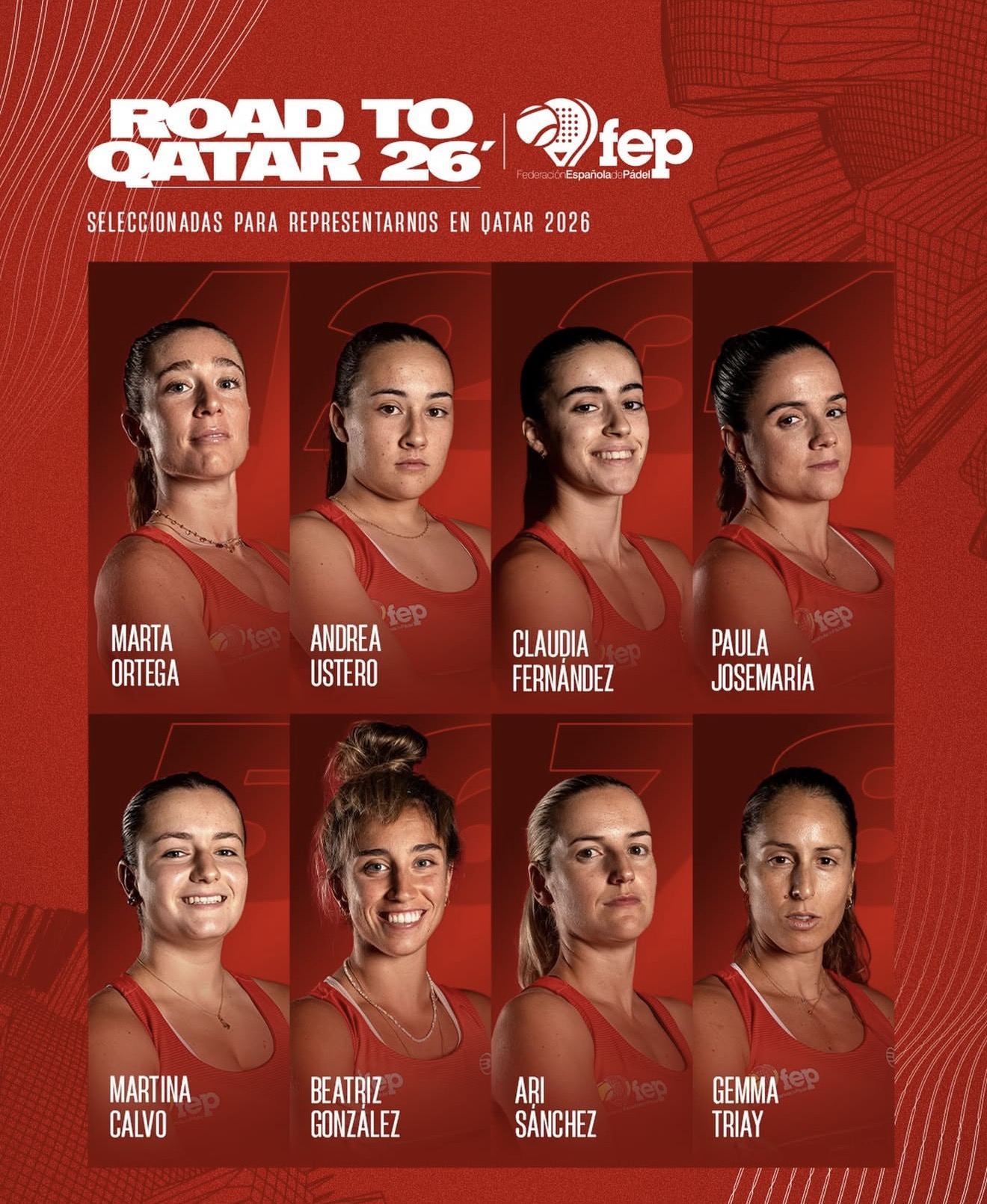 The eight women selected by Spain for the 2026 World Cup in Qatar